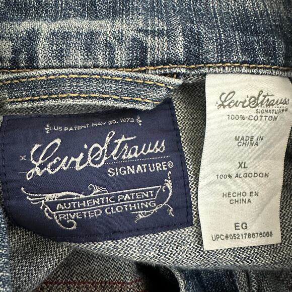 Womens Levi Strauss Y2K Medium Wash Crop Denim Jean Jacket Cotton Casual Sz XL - Picture 6 of 7